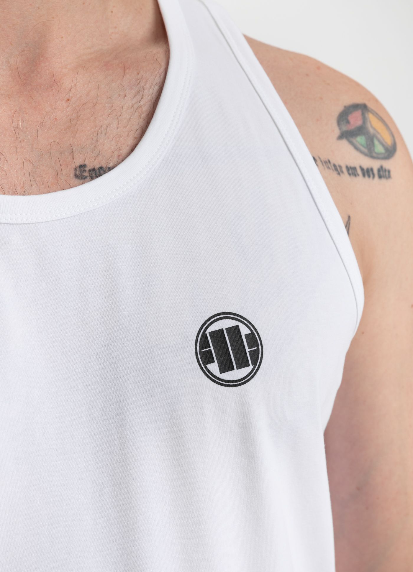 PIT BULL TANK TOP SMALL LOGO WHITE