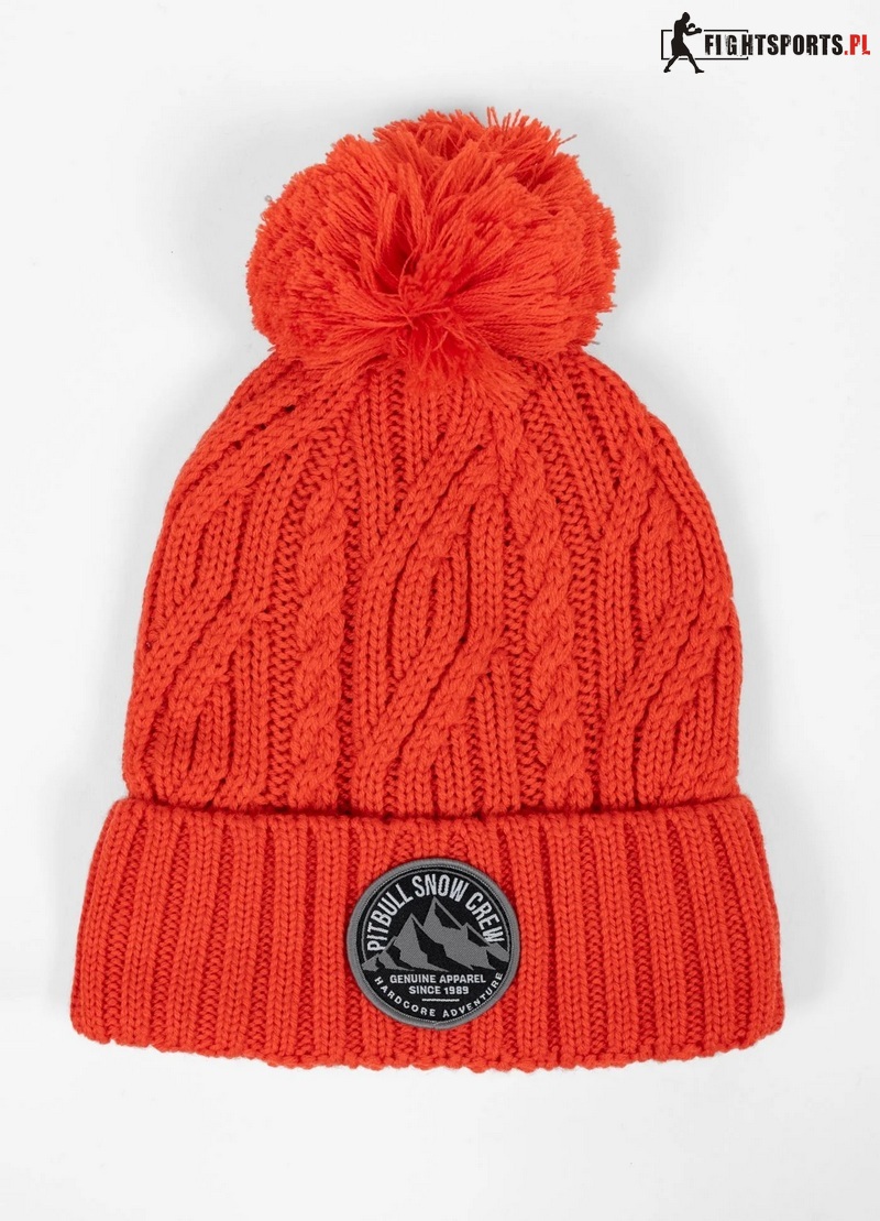 PIT BULL CZAPKA ZIMOWA Z POMPONEM SNOW CREW RED
