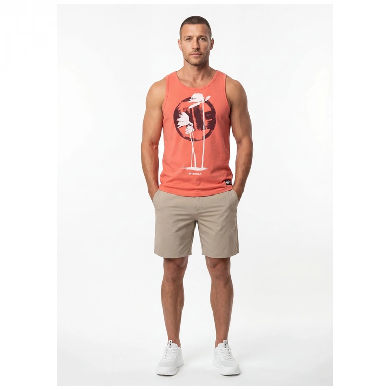 PIT BULL TANK TOP SLIM FIT PALMS SALMON