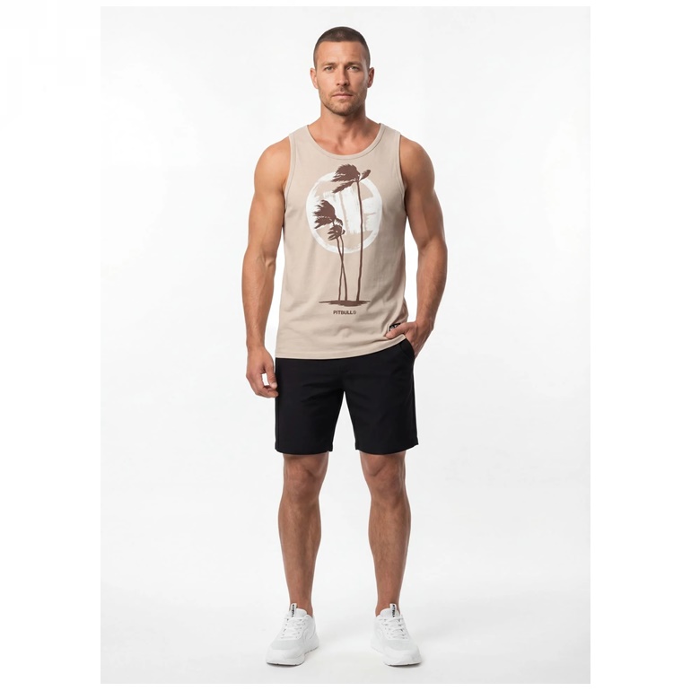 PIT BULL TANK TOP SLIM FIT PALMS SAND