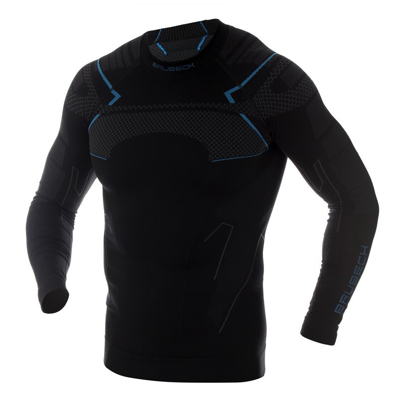 BRUBECK BLUZA THERMO LS13040 BLACK/BLUE