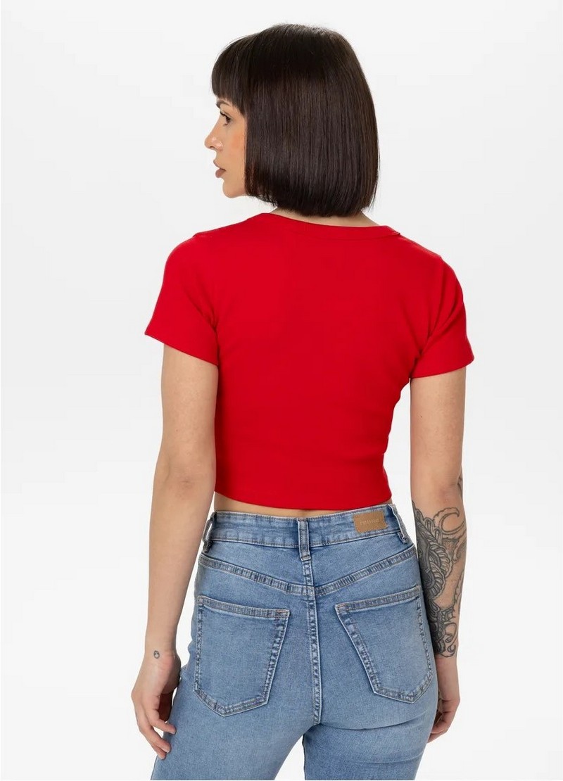 PIT BULL KOSZULKA CROPPED RIB RED