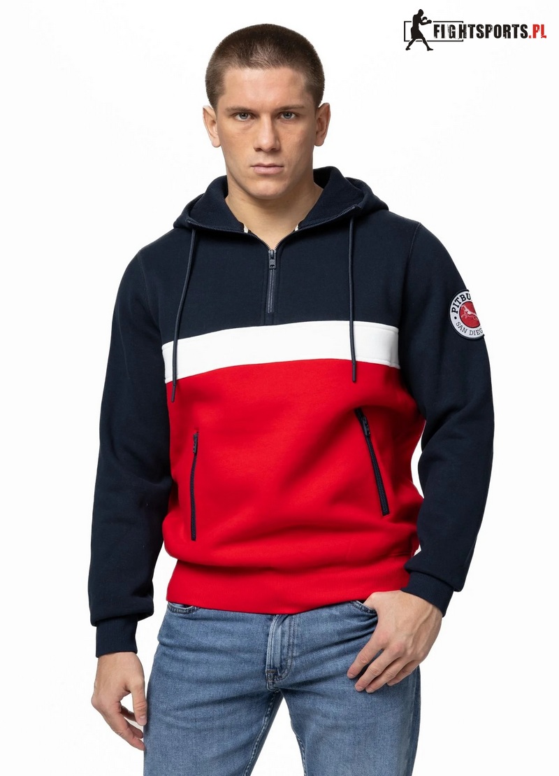 PIT BULL BLUZA Z KAPTUREM GIBSON DARK NAVY/RED