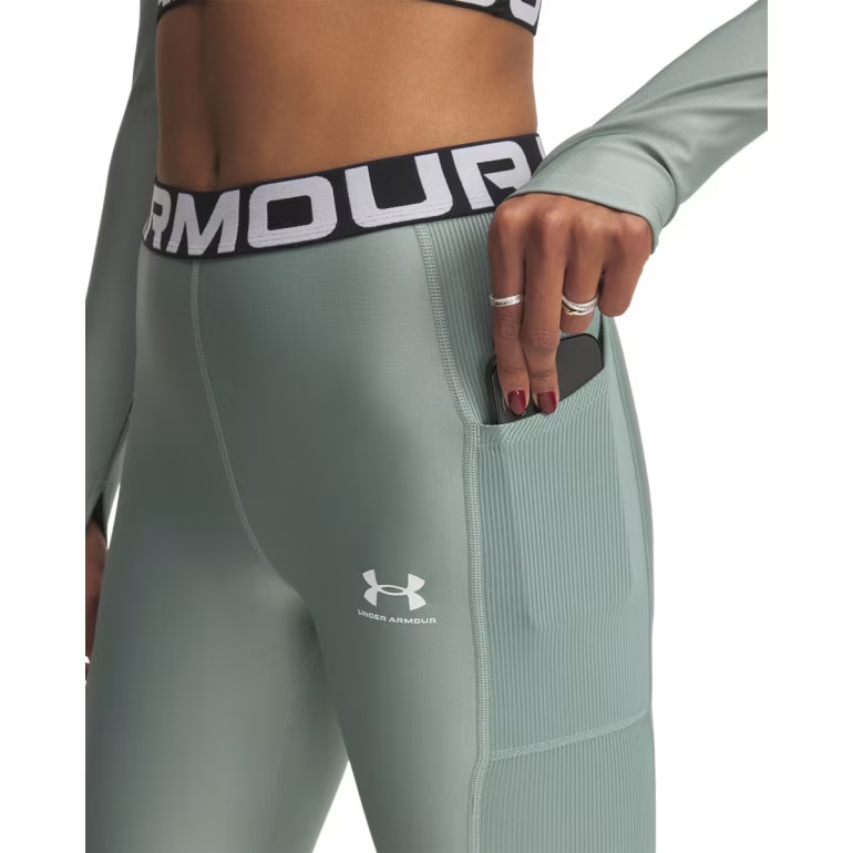 UNDER ARMOUR LEGGINSY Heatgear RIB GREEN