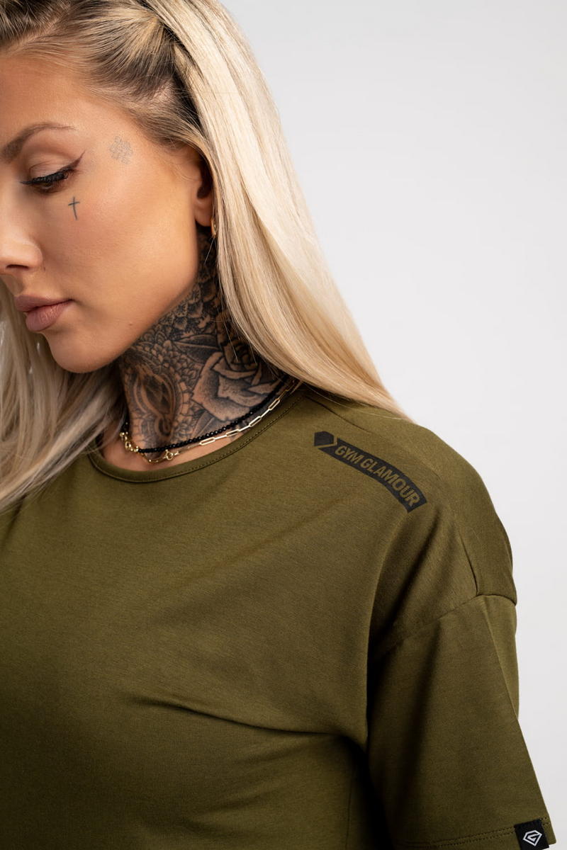 GYM GLAMOUR T-SHIRT V KHAKI
