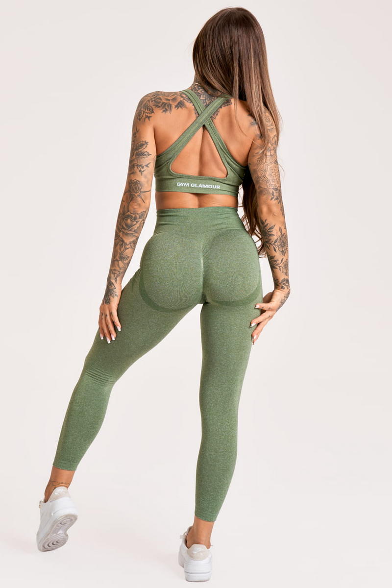 GYM GLAMOUR LEGGINSY MELANGE KHAKI