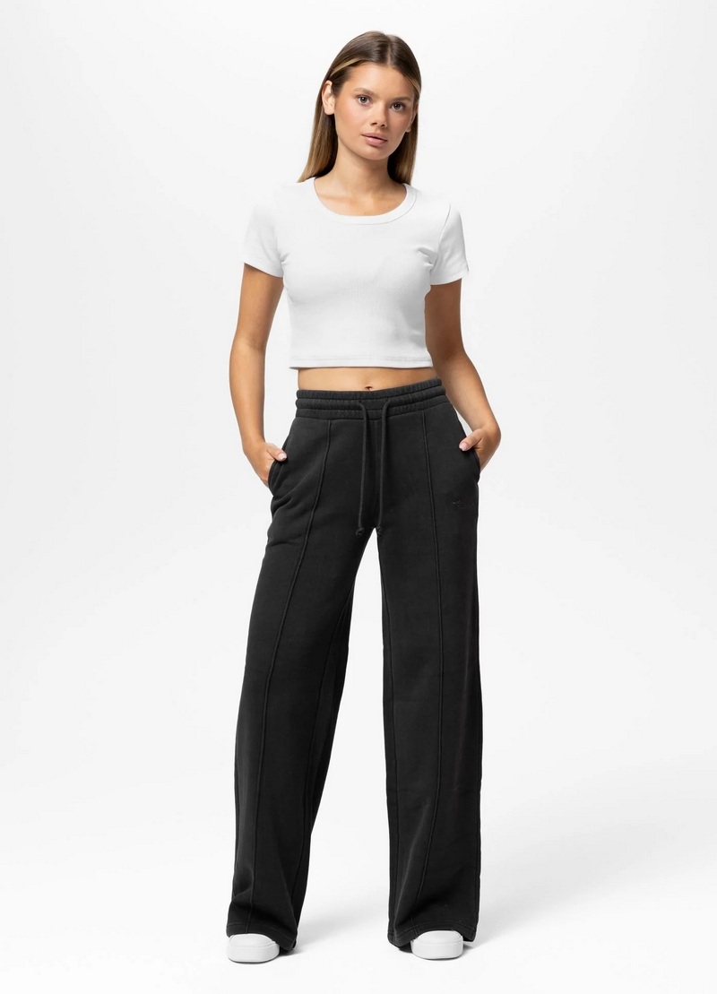 PIT BULL SPODNIE DRESOWE LOVIA WIDE LEG WASHED DARK GRAPHITE