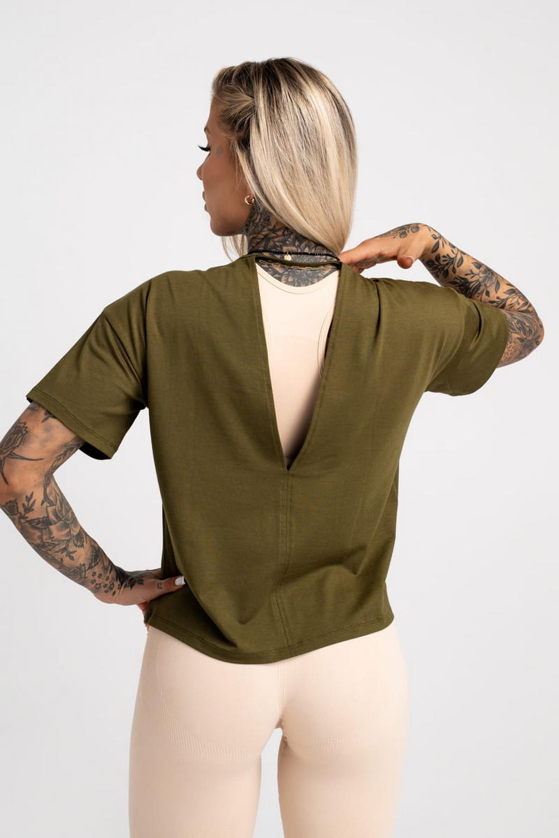 GYM GLAMOUR T-SHIRT V KHAKI