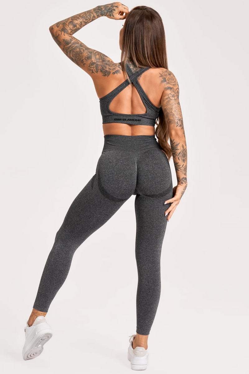 GYM GLAMOUR LEGGINSY MELANGE DARK GREY