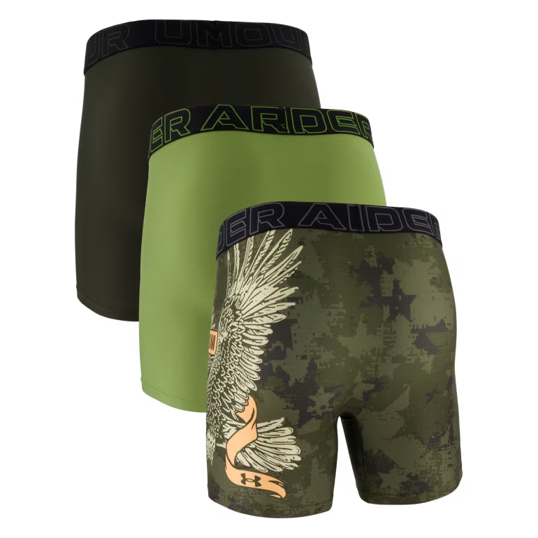UNDER ARMOUR BOKSERKI PERFORMANCE TECH MESH PRINT 6IN 3 PACK 390