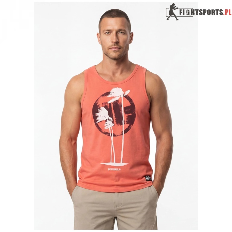 PIT BULL TANK TOP SLIM FIT PALMS SALMON