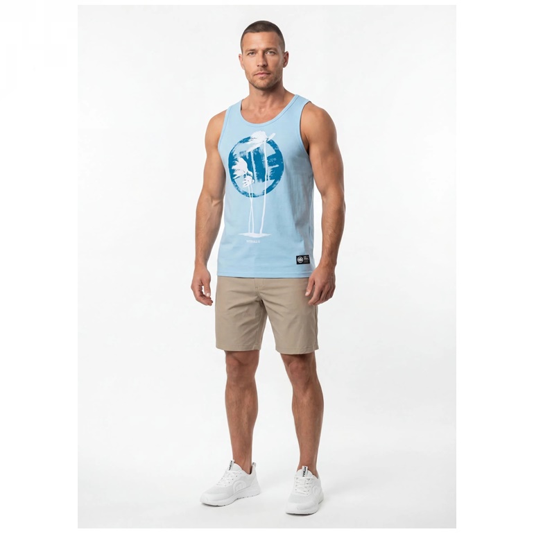 PIT BULL TANK TOP SLIM FIT PALMS LIGHT BLUE