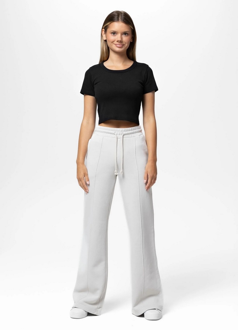 PIT BULL SPODNIE DRESOWE LOVIA WIDE LEG WHITE STONE