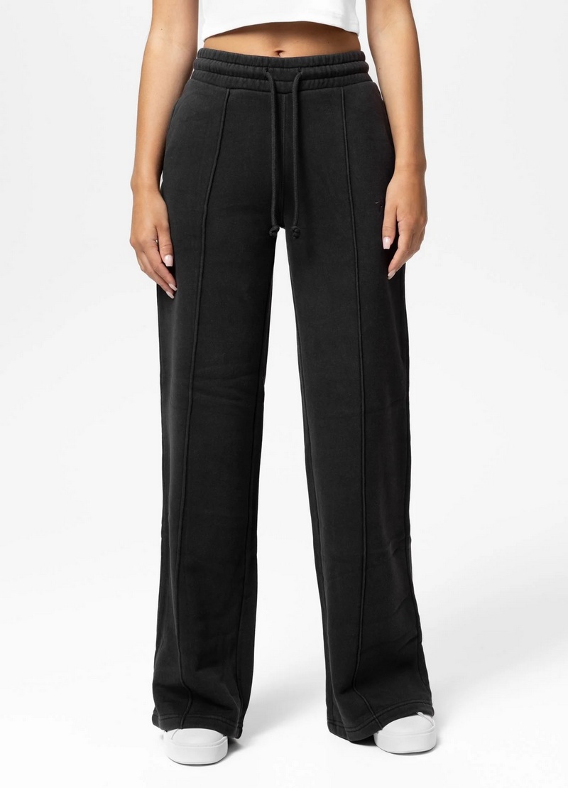 PIT BULL SPODNIE DRESOWE LOVIA WIDE LEG WASHED DARK GRAPHITE