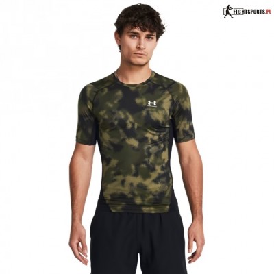 UNDER ARMOUR KOSZULKA HeatGear COMPRESSION PRINTED CAMO KHAKI