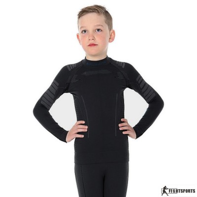 BRUBECK BLUZA CHŁOPIĘCA THERMO JUNIOR LS13640 CZARNY