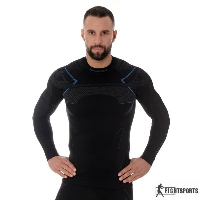 BRUBECK BLUZA THERMO LS13040 BLACK/BLUE